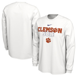 Men's - Clemson Tigers Nike 2023 On Court Bench Long Sleeve White College Basketball T-Shirt