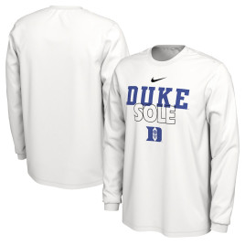 Men's - Duke Blue Devils Nike 2023 On Court Bench Long Sleeve White College Basketball T-Shirt