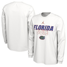 Men's - Florida Gators Jordan Brand 2023 On Court Bench Long Sleeve White College Basketball T-Shirt