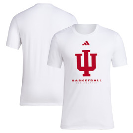 Men's - Indiana Hoosiers adidas 2023 On Court Bench Fresh White College Basketball T-Shirt