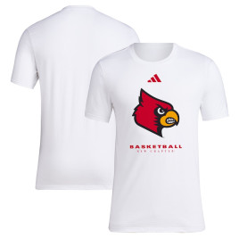 Men's - Louisville Cardinals adidas 2023 On Court Bench Fresh White College Basketball T-Shirt