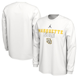 Men's - Marquette Golden Eagles Jordan Brand 2023 On Court Bench Long Sleeve White College Basketball T-Shirt