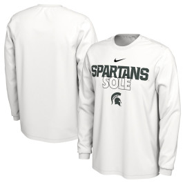 Men's - Michigan State Spartans Nike 2023 On Court Bench Long Sleeve White College Basketball T-Shirt