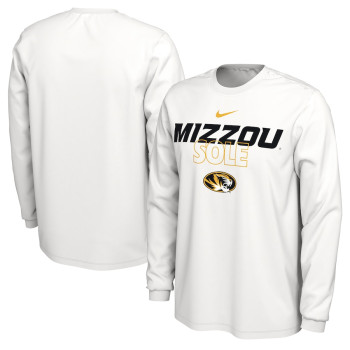 Men's - Missouri Tigers Nike 2023 On Court Bench Long Sleeve White College Basketball T-Shirt