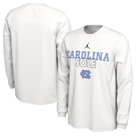 Men's - North Carolina Tar Heels Jordan Brand 2023 On Court Bench Long Sleeve White College Basketball T-Shirt