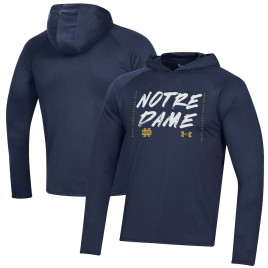 Men's - Notre Dame Fighting Irish Under Armour 2023 On Court Bench Shooting Long Sleeve College Basketball Hoodie Navy College Basketball T-Shirt
