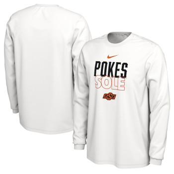 Men's - Oklahoma State Cowboys Nike 2023 On Court Bench Long Sleeve White College Basketball T-Shirt