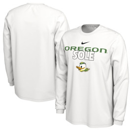Men's - Oregon Ducks Nike 2023 On Court Bench Long Sleeve White College Basketball T-Shirt