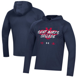 Men's - Saint Mary's Gaels Under Armour 2023 On Court Bench Shooting Long Sleeve College Basketball Hoodie Navy College Basketball T-Shirt