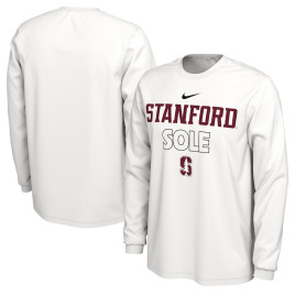Men's - Stanford Cardinal Nike 2023 On Court Bench Long Sleeve White College Basketball T-Shirt