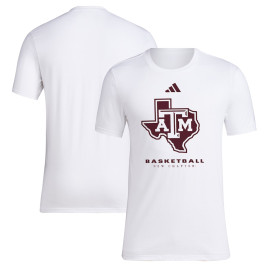 Men's - Texas A&M Aggies adidas 2023 On Court Bench Fresh White College Basketball T-Shirt