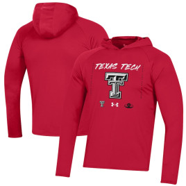 Men's - Texas Tech Red Raiders Under Armour 2023 On Court Bench Shooting Long Sleeve College Basketball Hoodie Red College Basketball T-Shirt
