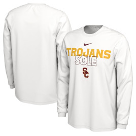 Men's - USC Trojans Nike 2023 On Court Bench Long Sleeve White College Basketball T-Shirt