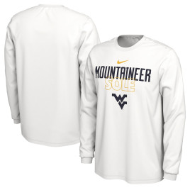 Men's - West Virginia Mountaineers Nike 2023 On Court Bench Long Sleeve White College Basketball T-Shirt