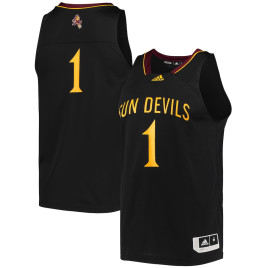 Men's - #1 Arizona State Sun Devils adidas Reverse Retro Black College Basketball Jersey