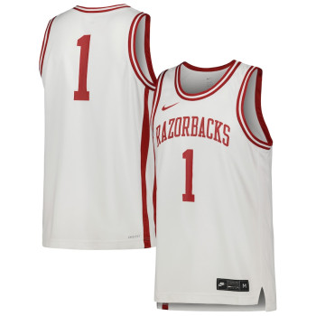 Men's - #1 Arkansas Razorbacks Nike Replica White College Basketball Jersey