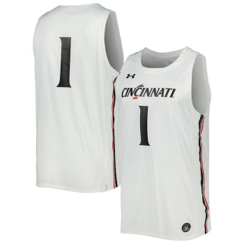 Men's - #1 Cincinnati Bearcats Under Armour Team Replica White College Basketball Jersey Men's - #1 Cincinnati Bearcats Under Armour Team Replica White College Basketball Jersey