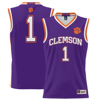 Youth #1 Clemson Tigers ProSphere Purple College Basketball Jersey