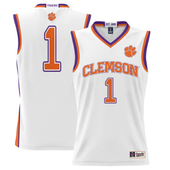 Youth #1 Clemson Tigers ProSphere White College Basketball Jersey