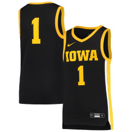 Youth #1 Iowa Hawkeyes Nike Team Replica Black College Basketball Jersey
