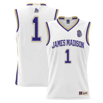 Youth #1 James Madison Dukes ProSphere White College Basketball Jersey