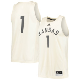 Men's - #1 Kansas Jayhawks adidas Reverse Retro Cream College Basketball Jersey