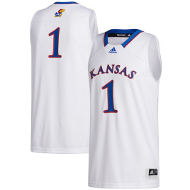 Men's - #1 Kansas Jayhawks adidas Swingman White College Basketball Jersey