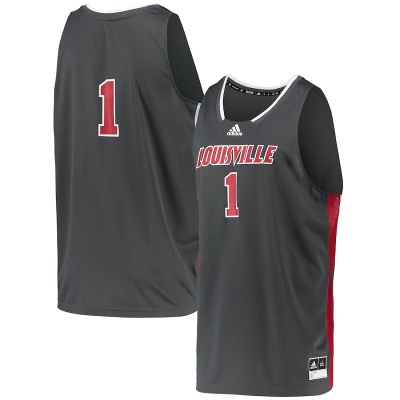 Men's - #1 Louisville Cardinals adidas Reverse Retro Gray College Basketball Jersey Men's - #1 Louisville Cardinals adidas Reverse Retro Gray College Basketball Jersey