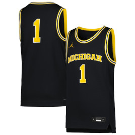 Youth #1 Michigan Wolverines Jordan Brand Icon Replica Navy College Basketball Jersey