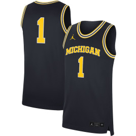 Men's - #1 Michigan Wolverines Jordan Brand Replica Navy College Basketball Jersey Men's - #1 Michigan Wolverines Jordan Brand Replica Navy College Basketball Jersey