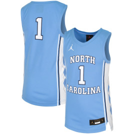 Youth #1 North Carolina Tar Heels Jordan Replica Team Carolina Blue College Basketball Jersey