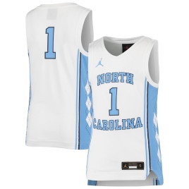 Youth #1 North Carolina Tar Heels Jordan Brand Team Replica White College Basketball Jersey