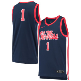 Men's - #1 Ole Miss Rebels Nike Replica Navy College Basketball Jersey