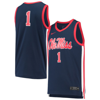 Men's - #1 Ole Miss Rebels Nike Replica Navy College Basketball Jersey