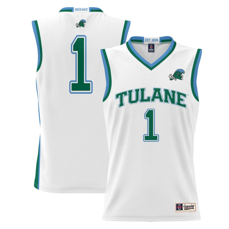 Men's - #1 Tulane Green Wave ProSphere White College Basketball Jersey Men's - #1 Tulane Green Wave ProSphere White College Basketball Jersey