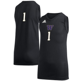 Youth #1 Washington Huskies adidas Game Black College Basketball Jersey