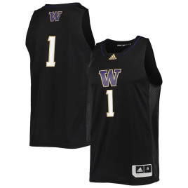 Men's - #1 Washington Huskies adidas Swingman Black College Basketball Jersey