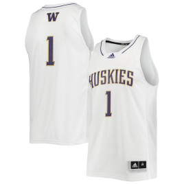 Men's - #1 Washington Huskies adidas Swingman White College Basketball Jersey