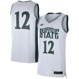 Men's - #12 Michigan State Spartans Nike Limited Retro White College Basketball Jersey