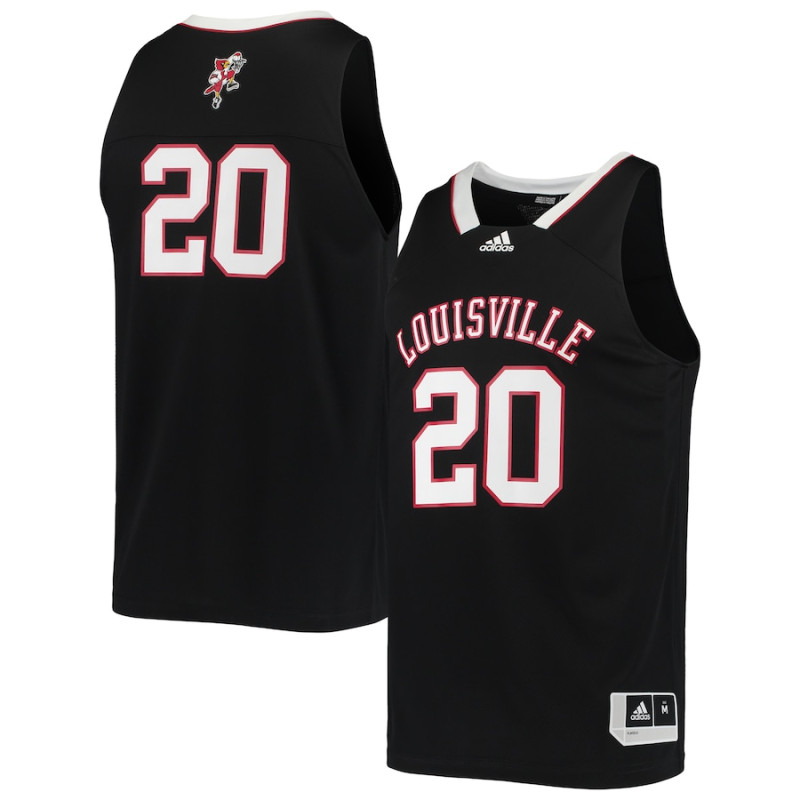 Men's - #20 Louisville Cardinals adidas Reverse Retro Black College Basketball Jersey Men's - #20 Louisville Cardinals adidas Reverse Retro Black College Basketball Jersey