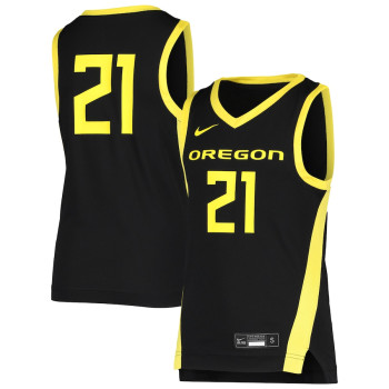 Youth #21 Oregon Ducks Nike Team Replica Black College Basketball Jersey