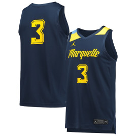 Men's - #3 Marquette Golden Eagles Jordan Brand Replica Navy College Basketball Jersey