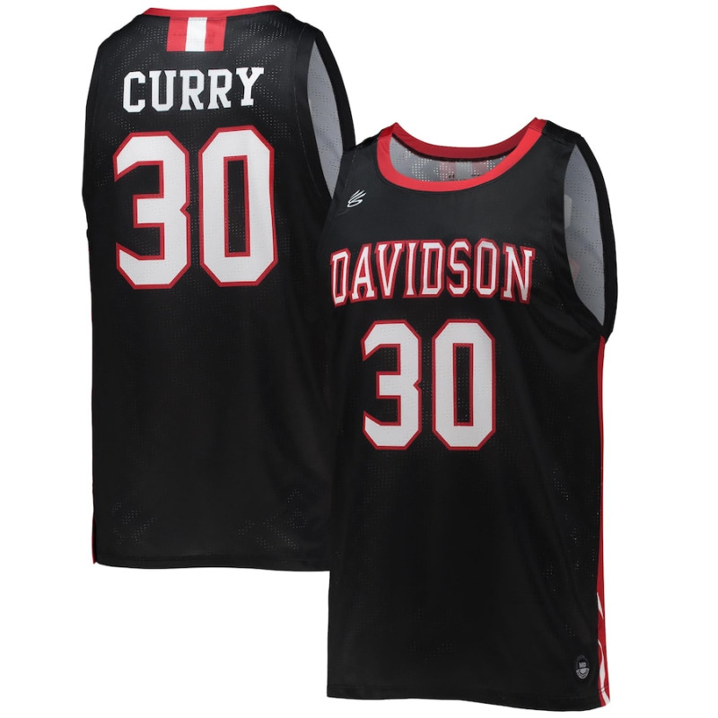 Men's - #30 Davidson Wildcats Under Armour Throwback College Replica Black College Basketball Jersey Men's - #30 Davidson Wildcats Under Armour Throwback College Replica Black College Basketball Jersey