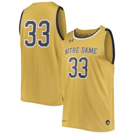 Men's - #33 Notre Dame Fighting Irish Under Armour College Replica Gold College Basketball Jersey