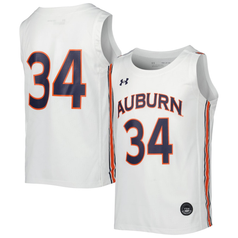 Youth #34 Auburn Tigers Under Armour Replica Team White College Basketball Jersey Youth #34 Auburn Tigers Under Armour Replica Team White College Basketball Jersey