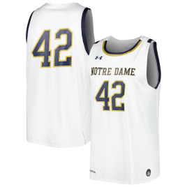 Men's - #42 Notre Dame Fighting Irish Under Armour Replica White College Basketball Jersey