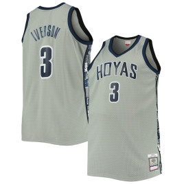 Men's - Allen Iverson Georgetown Hoyas Mitchell & Ness Big & Tall 1995-96 Replica Player Gray College Basketball Jersey