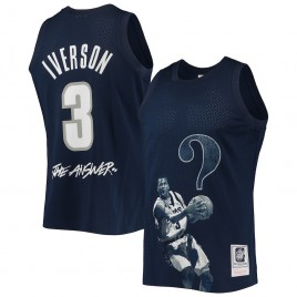 Men's - Allen Iverson Georgetown Hoyas Mitchell & Ness The Answer Replica Navy College Basketball Jersey