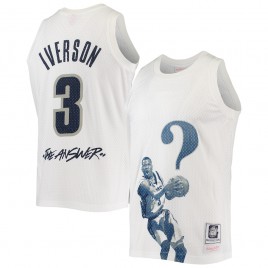 Men's - Allen Iverson Georgetown Hoyas Mitchell & Ness The Answer Replica White College Basketball Jersey