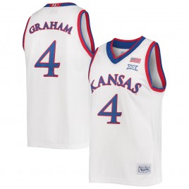 Men's - Devonte' Graham Kansas Jayhawks Original Retro Brand Commemorative Classic White College Basketball Jersey